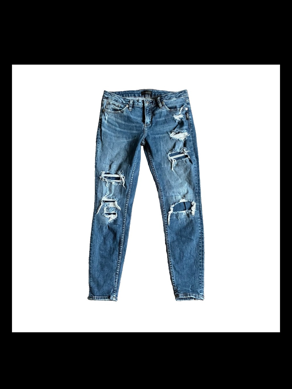 Silver Jeans Women's Skinny Distressed Blue Denim